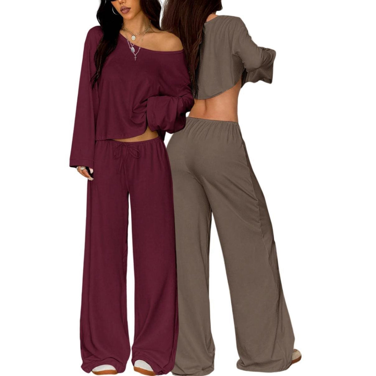 Women's Idle Style Solid Color Long-sleeved Wide Tops