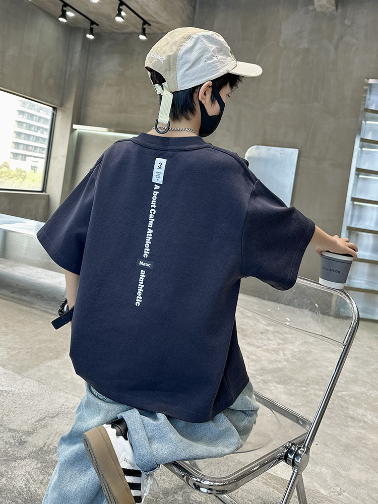 Children's Clothing Boy's Short-sleeved Big Boy Korean Fashion Cool Loose Top Children's T-shirt