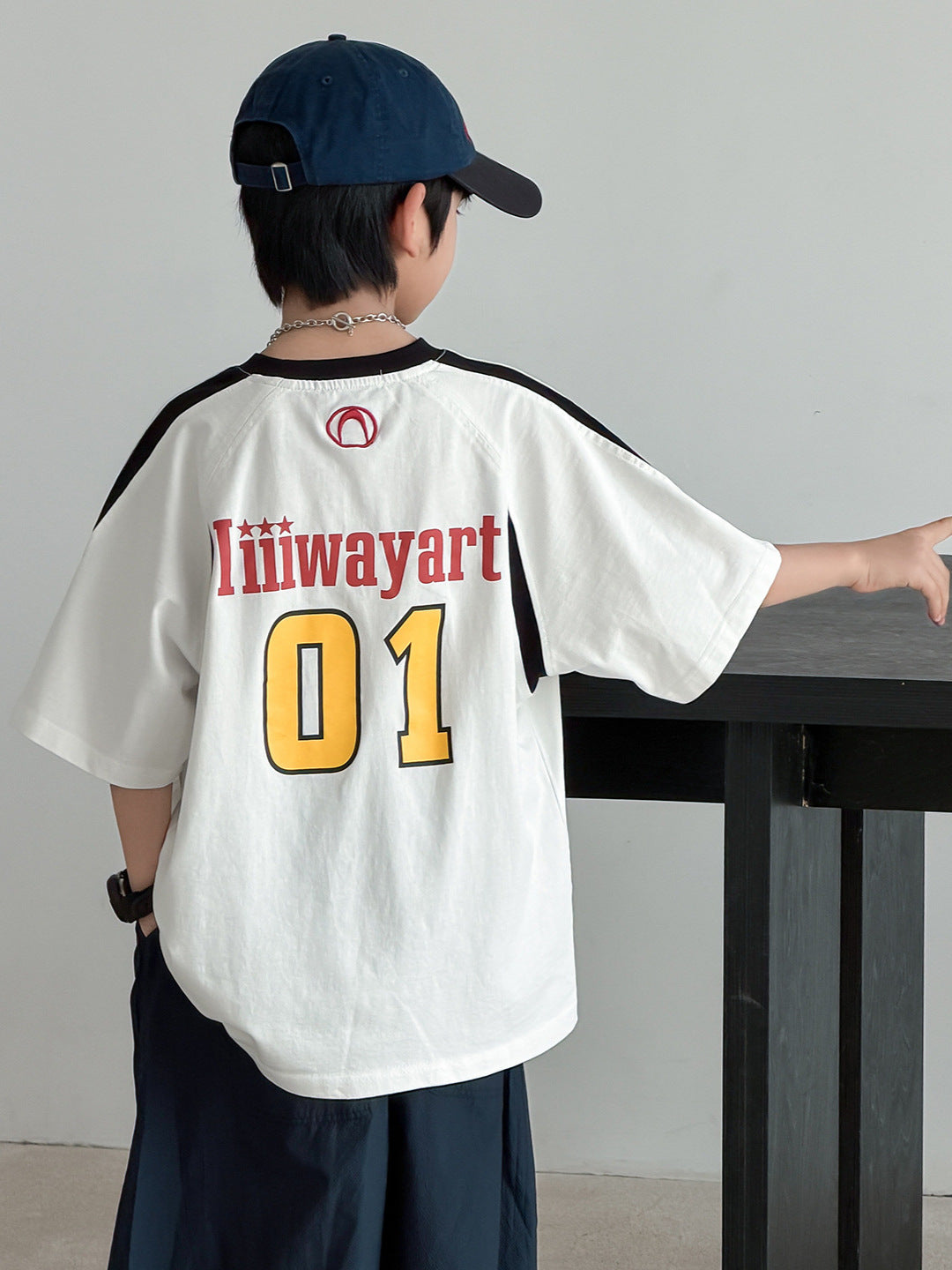 Children's Short-sleeved Summer Loose Top Boys Medium Big Trendy Short Children's T-shirt