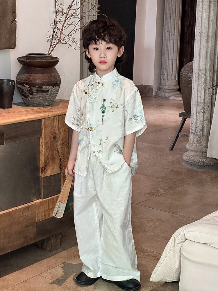 Children's Han Chinese Clothing Summer Short-sleeved Antique Children's Suit