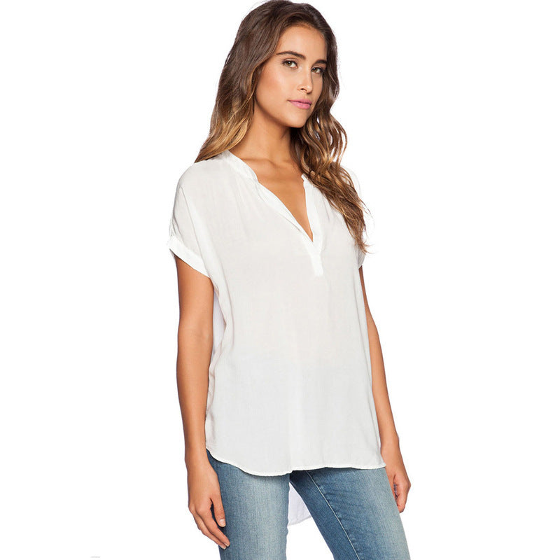 Women's Summer Fashion Wear Sleeve Front Back Long Loose Lace Shirt, Chiffon Shirt