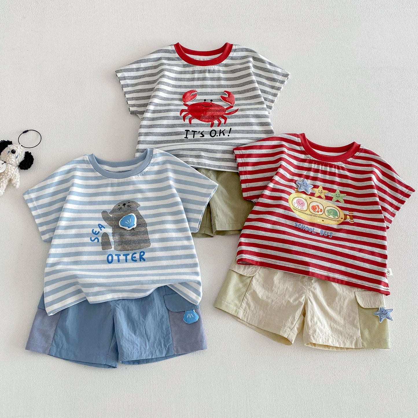 Children's Summer Boys Western Style Refreshing Striped Children's T-shirt