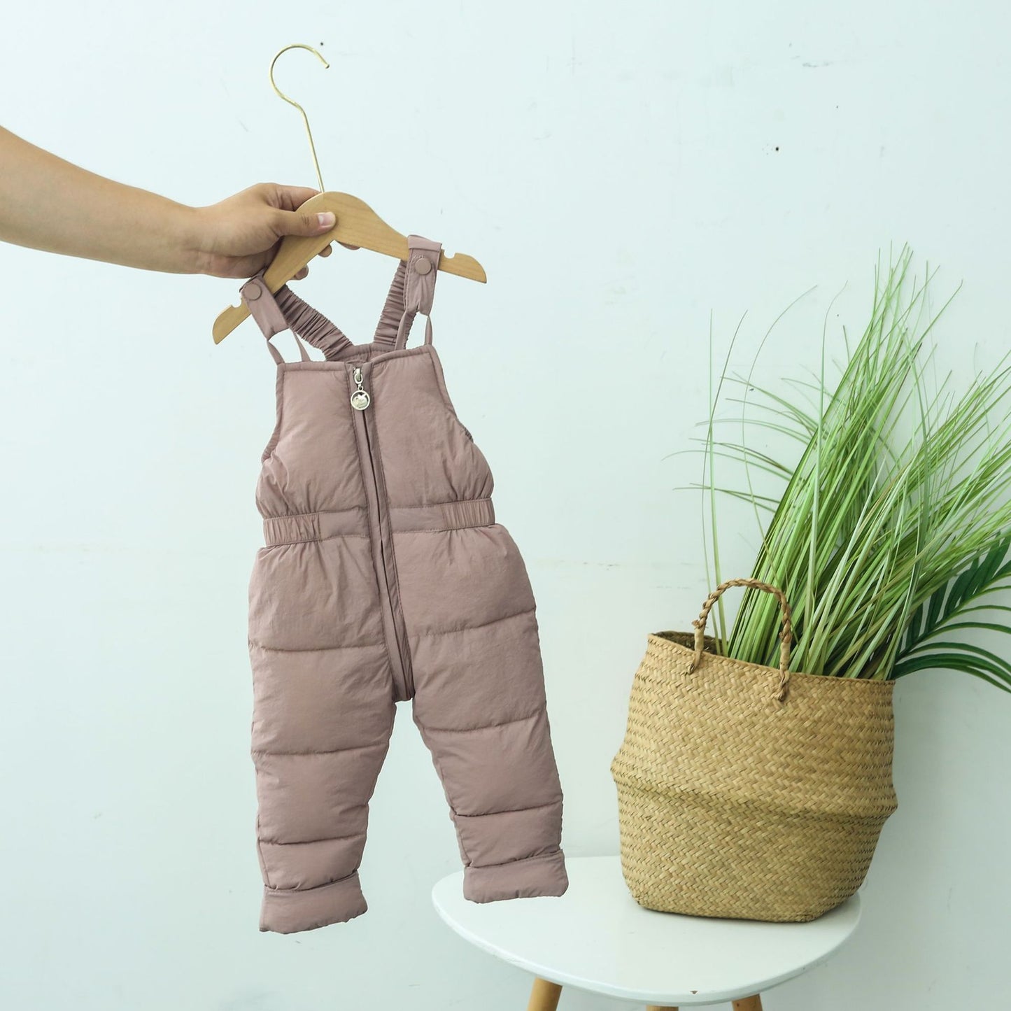 Children's Korean Style Down Cotton Suspender Outer Wear One-piece Clothes Children's Pants