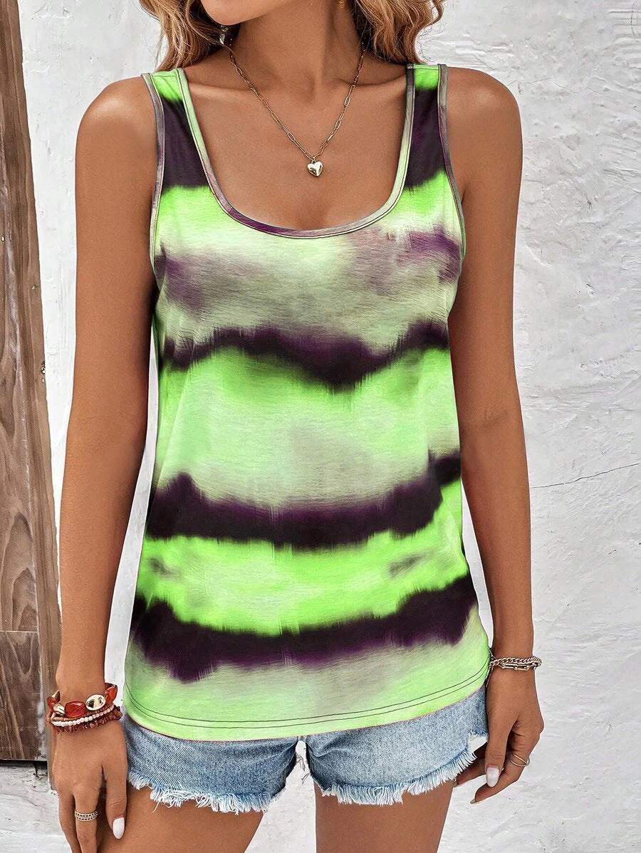 Women's Printed Sleeveless Loose Fashion Trend Stripes Vests