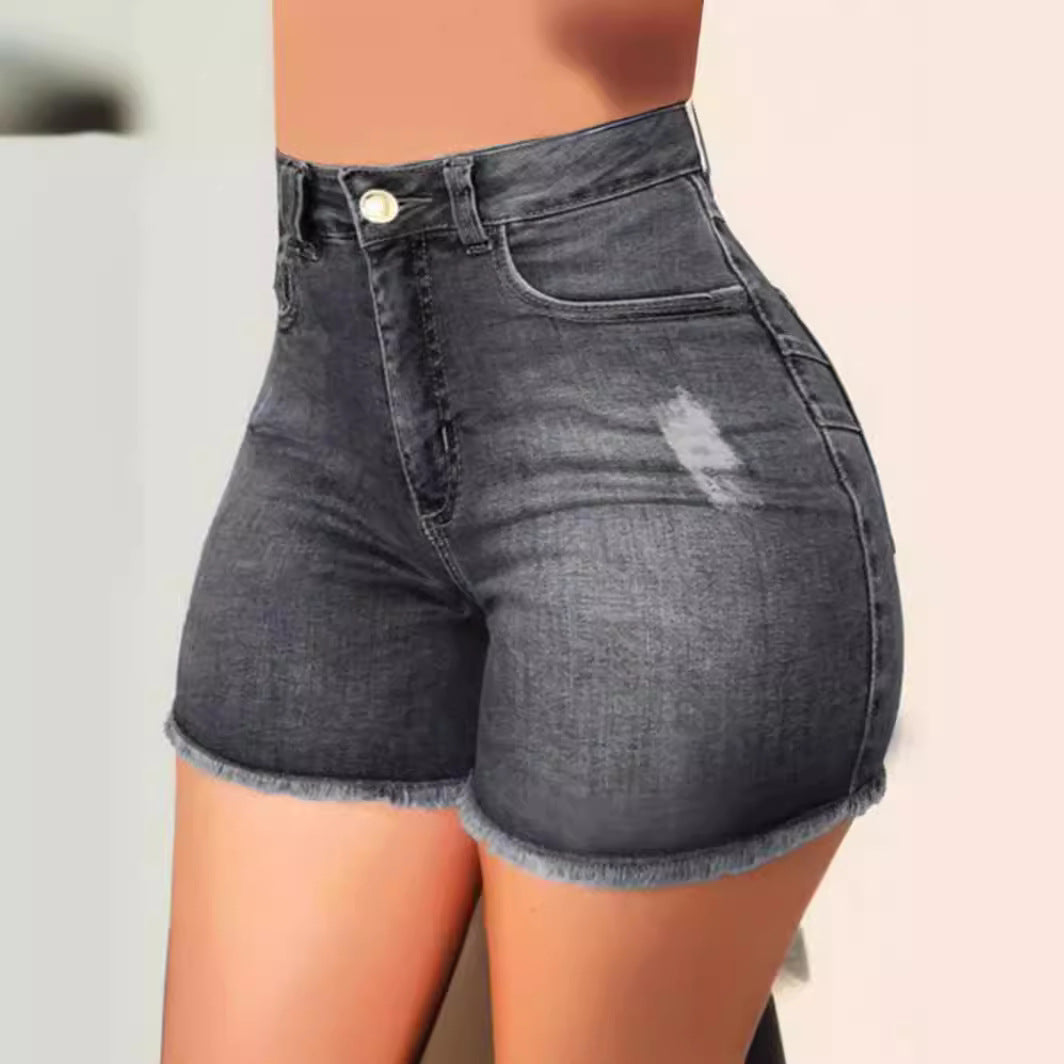 Women's Waist Stretch Slim Fit Ripped Tassel Denim Women's Jeans