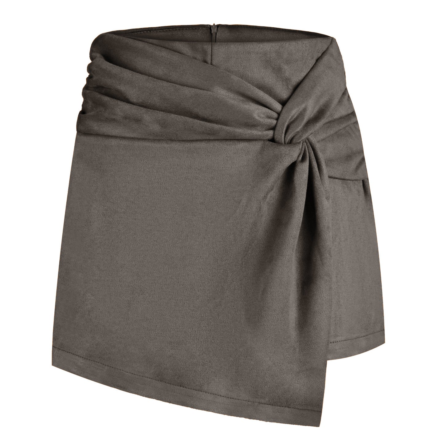 Women's Suede Kinked Heap Pleated Irregular Skirt