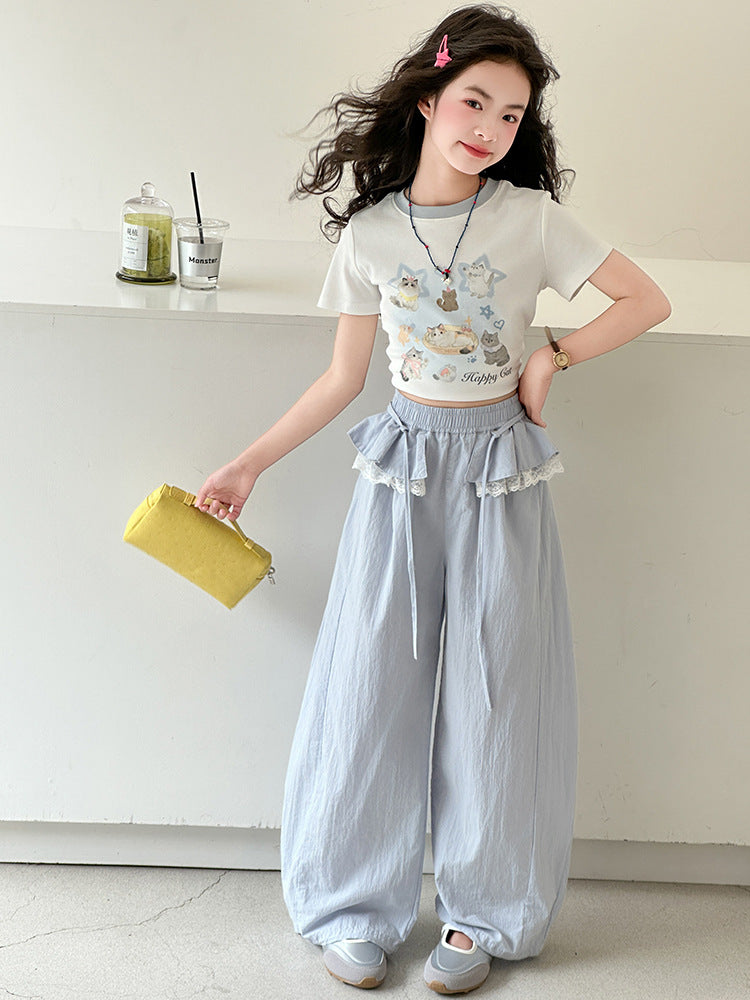 Children's Summer Thin Casual Western Style Lace Anti Mosquito Children's Pants