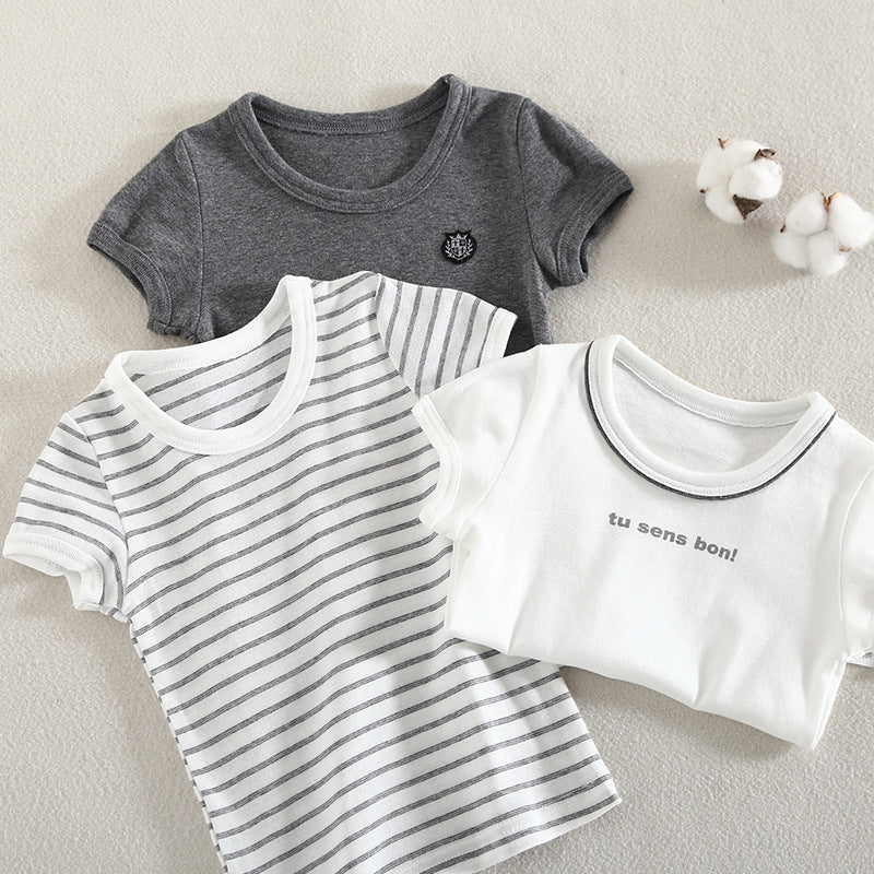 Children's 2 Packs Starting From Summer Clothing Boys Infant White Short Children's T-shirt