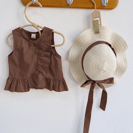 Children's Wear Summer Sleeveless Doll Shirt Wide Children's Suit
