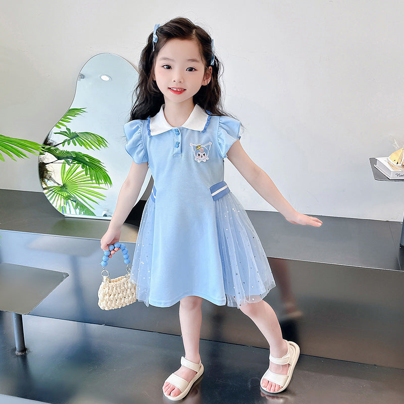 Children's Clothing Summer Princess Elsa Short-sleeved Pettiskirt Performance Children's Dress