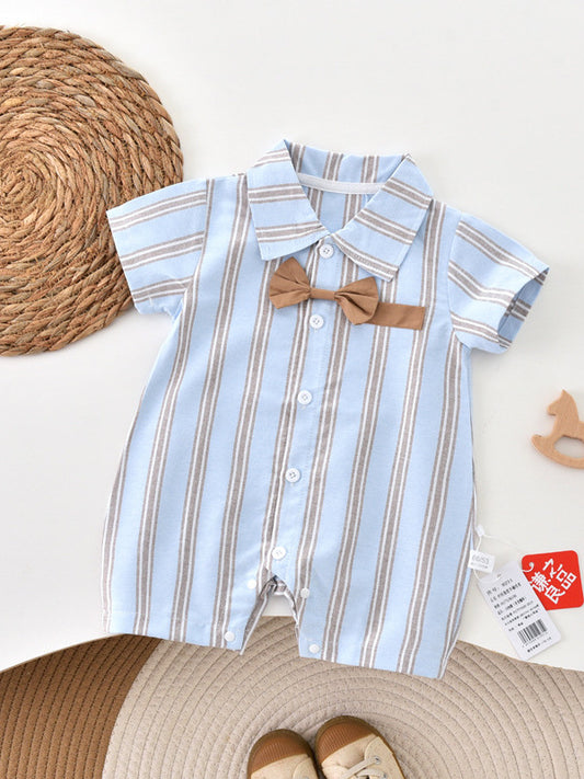 Clothes Short Sleeve Gentleman Boy Cotton Breathable One-piece Dress Born Jumpsuit, Climbing Suit