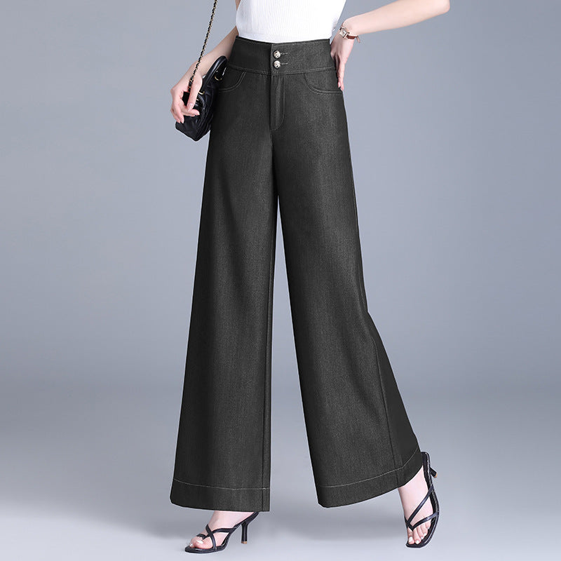 Women's High Waist Wide Leg Loose Fashion Spring Drape Versatile Casual Pants