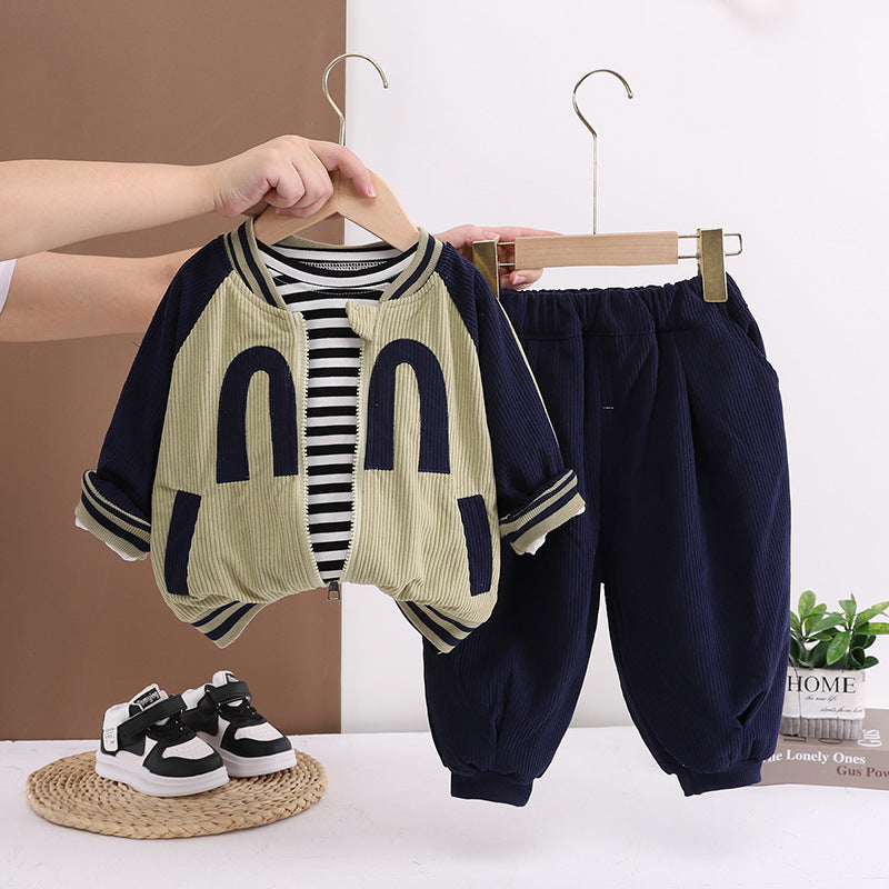 Autumn Fashion Clothes Large Letter Backpack Children's Suit