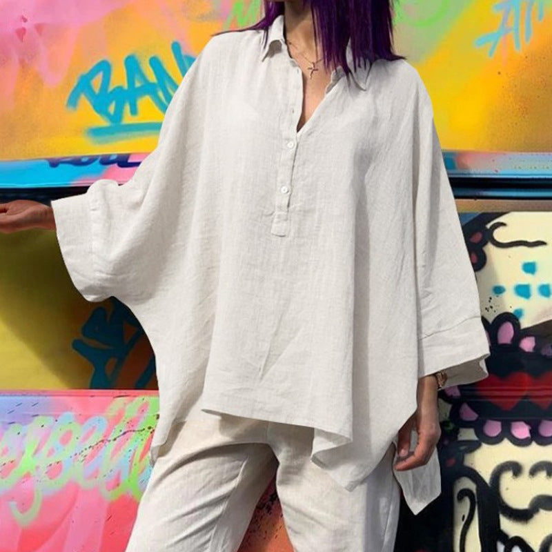Women's Batwing Loose Cotton Linen Casual Plus Size