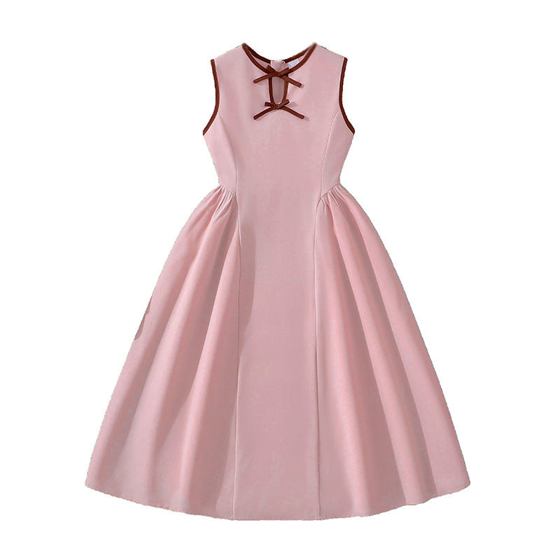 Children's Princess Style Solid Color Patchwork Large Children's Dress