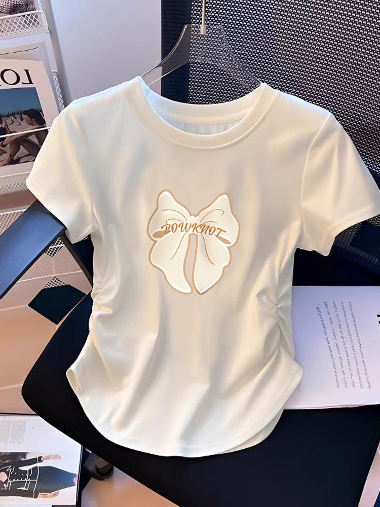 White Pure Cotton Short-sleeved Summer Korean Style Loose Middle Big Children's T-shirt