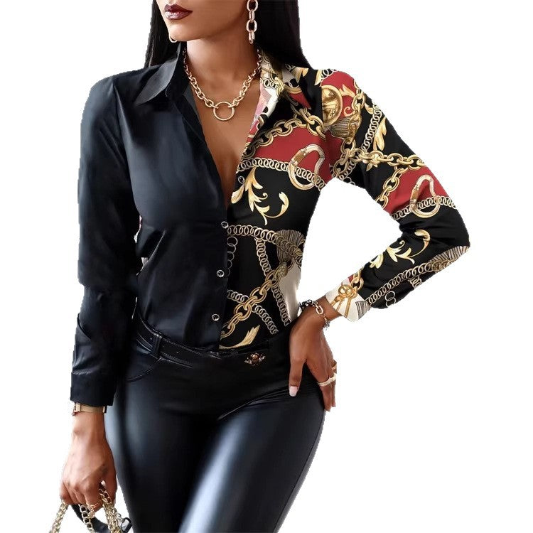 Women's Autumn Printed Long Sleeve Shirt Blouse