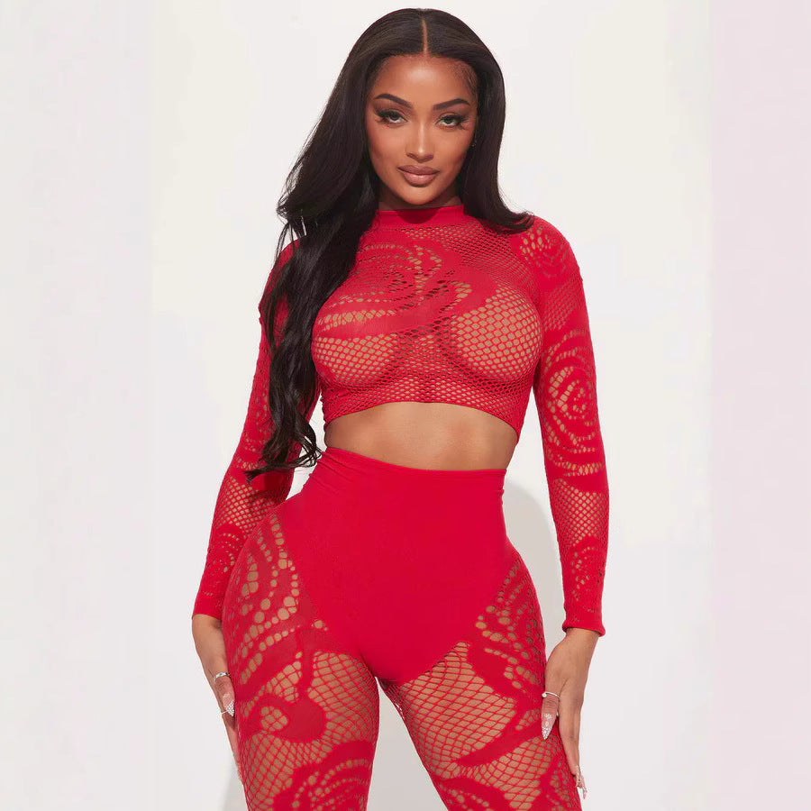 Women's Exposed Navel Body Stocking High Elastic Sexy Slim Fashion Casual Suit