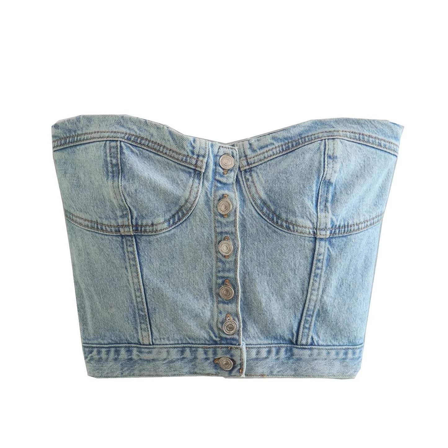 Women's Fashionable Elastic Band Denim Tube For Small Vest/suspenders/tube Top
