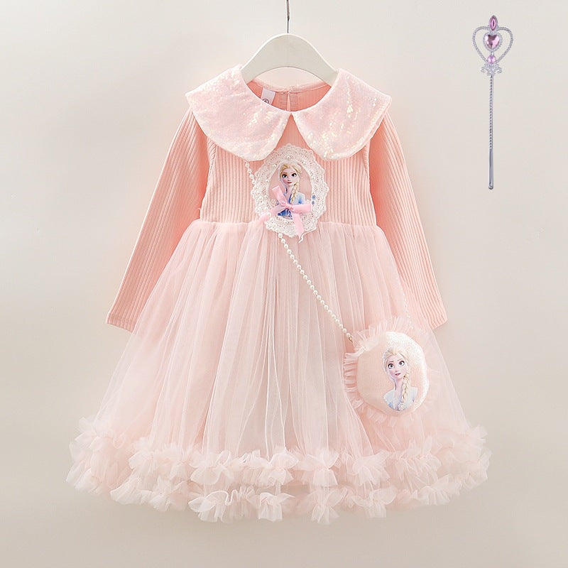 Children's Princess Long Sleeve Tulle Tutu Western Style Children's Dress