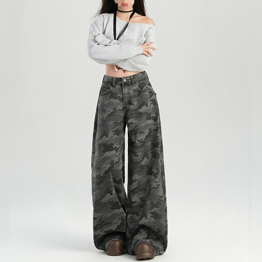 American High Street Camouflage Cargo Waist Slimming Loose Wide Leg Children's Pants