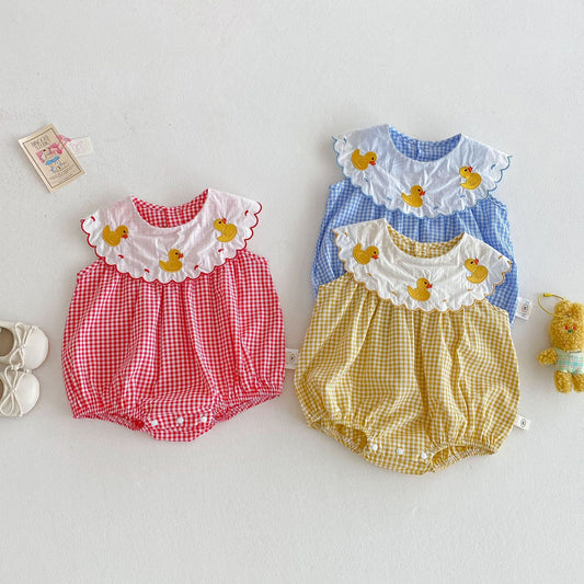 Change Duck Summer Doll Collar Romper Jumpsuit, Climbing Suit