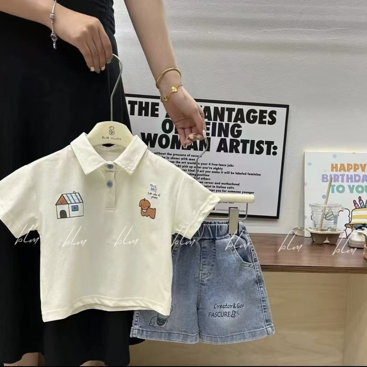 Children's Clothing Casual Cotton Shirt Lapel Short Sleeve Children's Suit