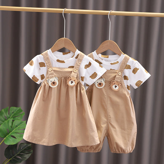 Children's Boys Suspender Summer Clothes Fashion Short Children's Suit