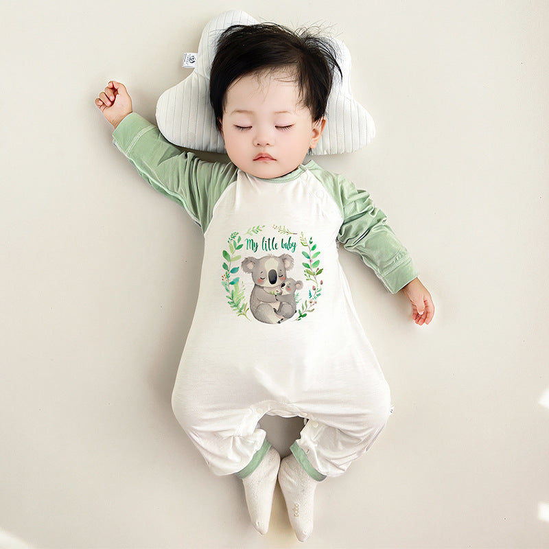 Conditioning Clothes Born Modal Breathable Long Sleeves Pajamas Jumpsuit, Climbing Suit