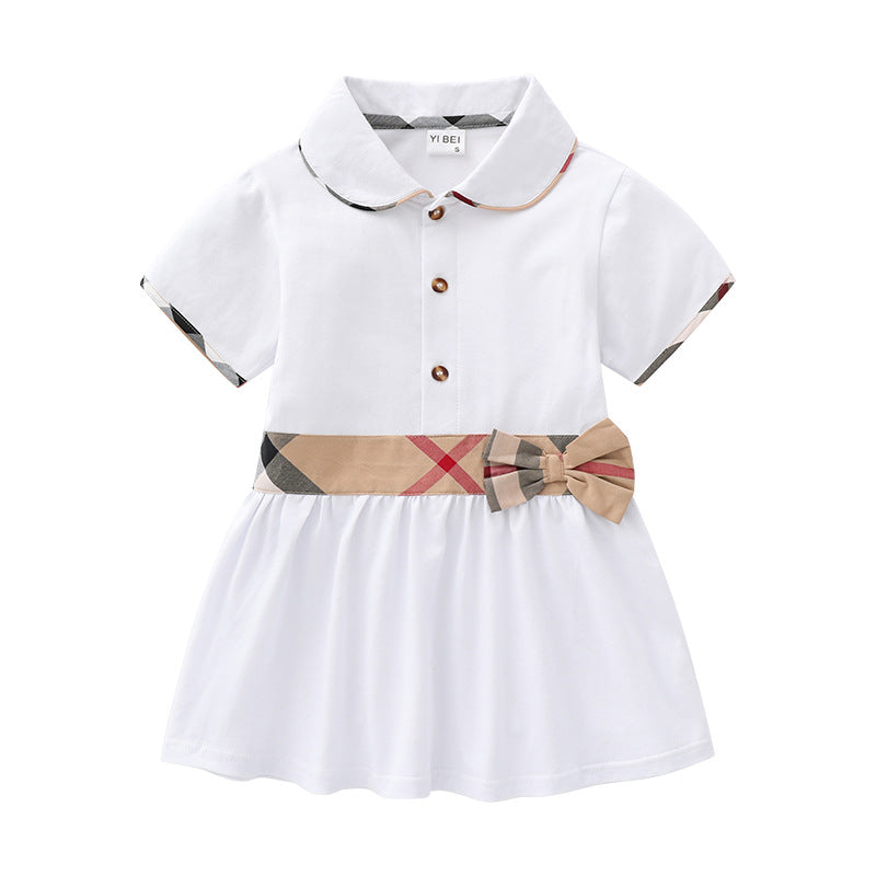 Children's Clothing Preppy Style Spring Cotton Toddler Lapel Children's Dress