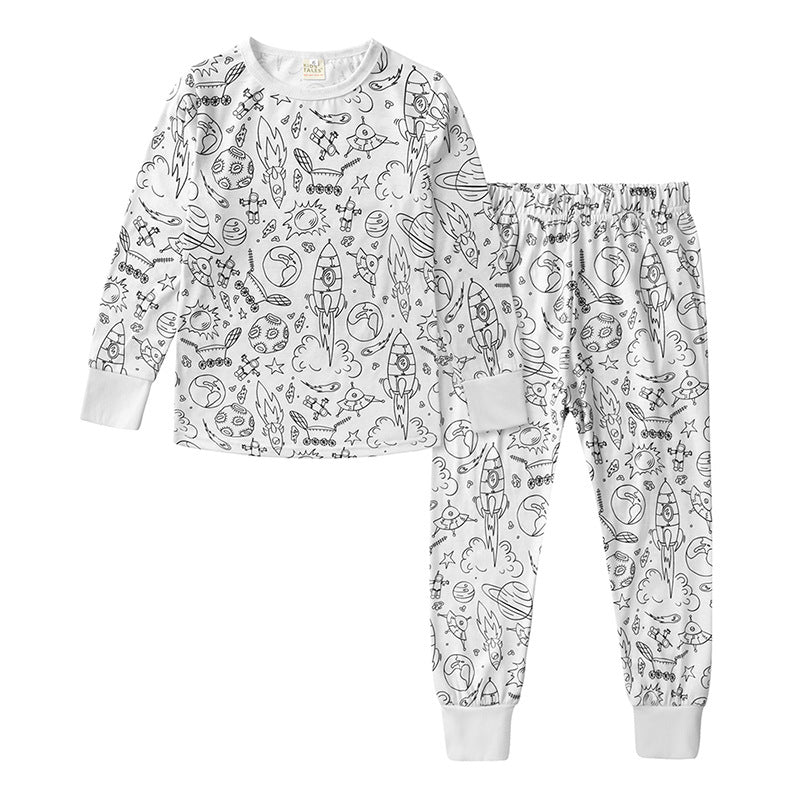 Children's Iti Pajamas Coloring Boys Sketch Set Children's Suit