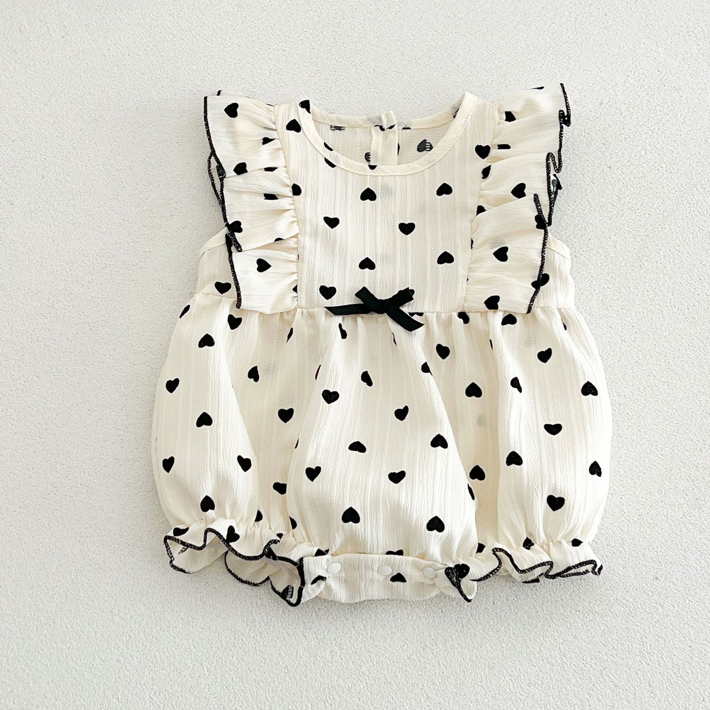 Korean Style Jacquard Dotted Prints Romper Infant Toddler Cute Flounced Jumpsuit, Climbing Suit