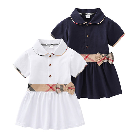 Children's Clothing Preppy Style Spring Cotton Toddler Lapel Children's Dress