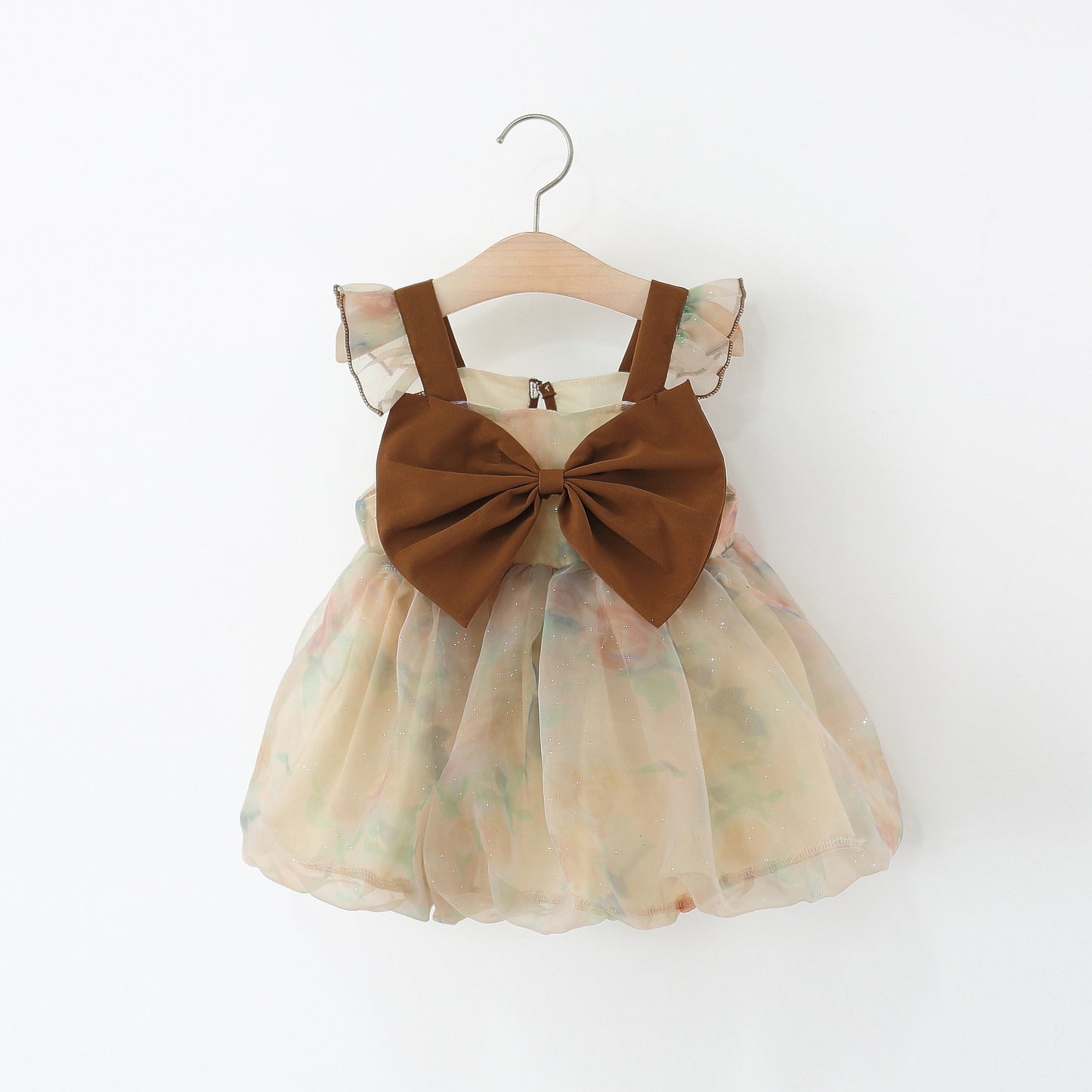 Children's Clothing Summer Caramel Big Bow Floral Bud Princess Children's Dress