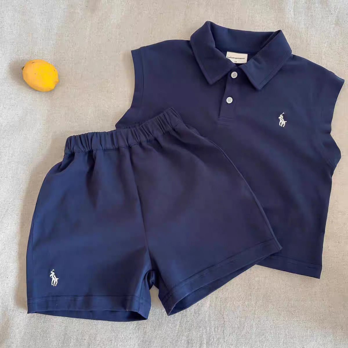 Children's Vest Thin Summer Boys Solid Color T-shirt Breathable Shorts Two-piece Children's Suit