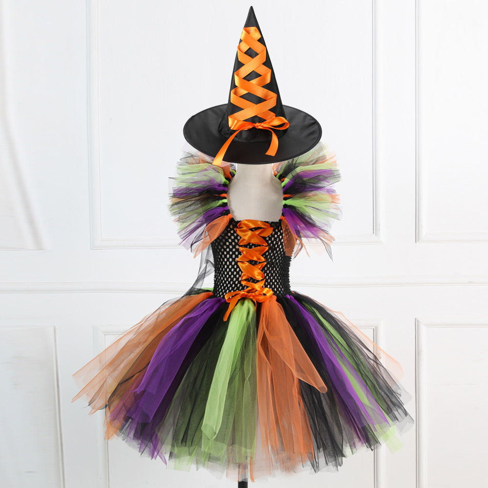 Costume Pettiskirt Performance Skirt Suit Witch Hat Broom Children's Dress