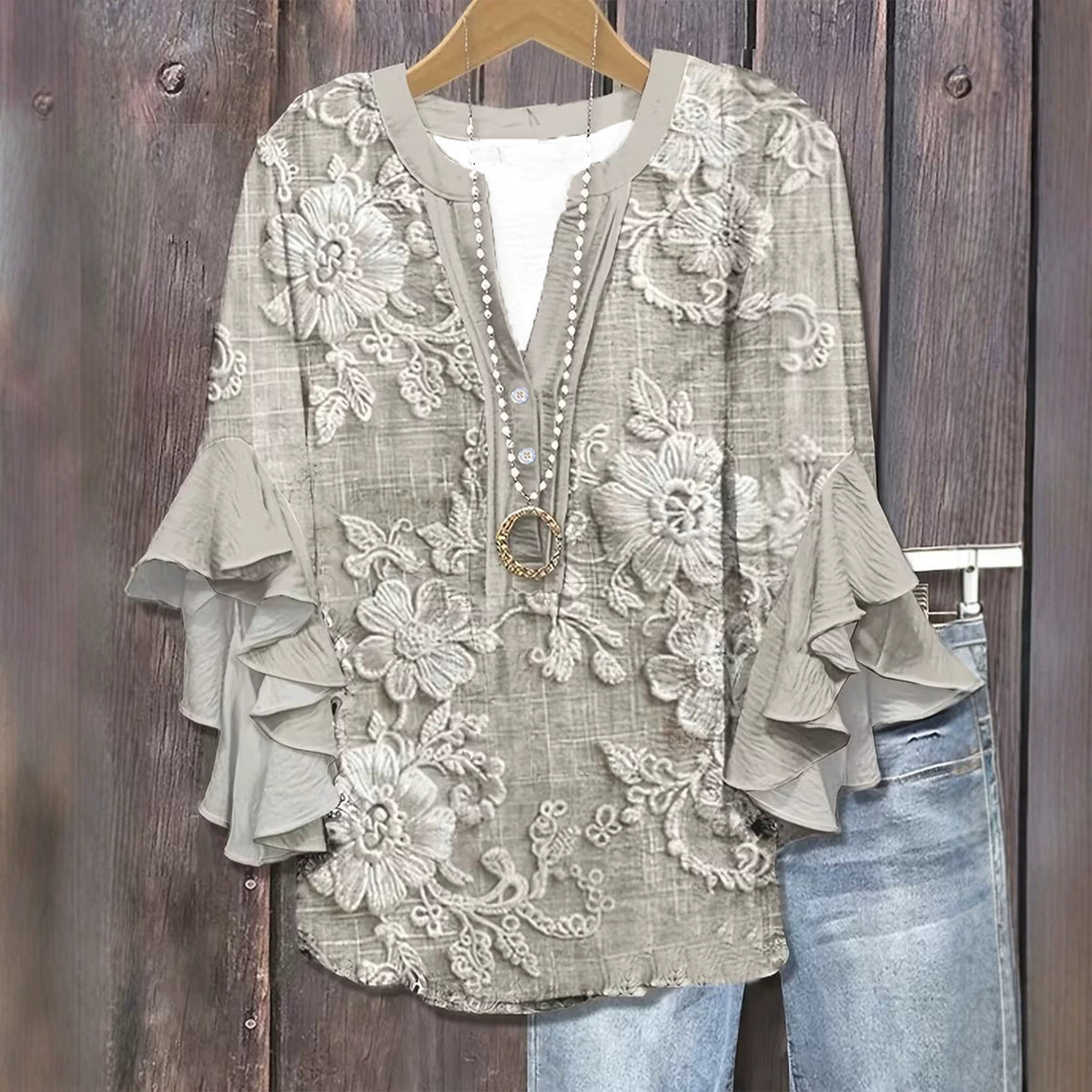 Women's Creative Flower Element Digital Printing Casual Tops