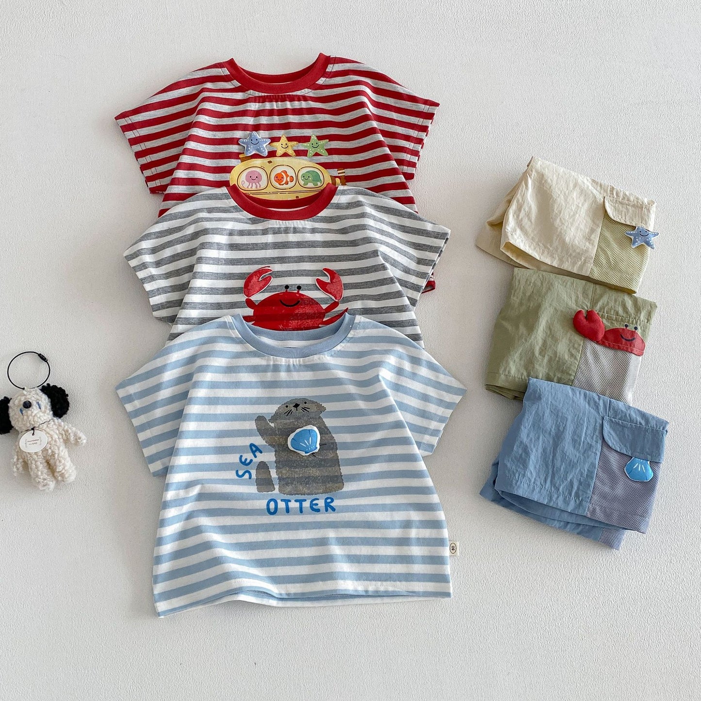 Children's Summer Boys Western Style Refreshing Striped Children's T-shirt