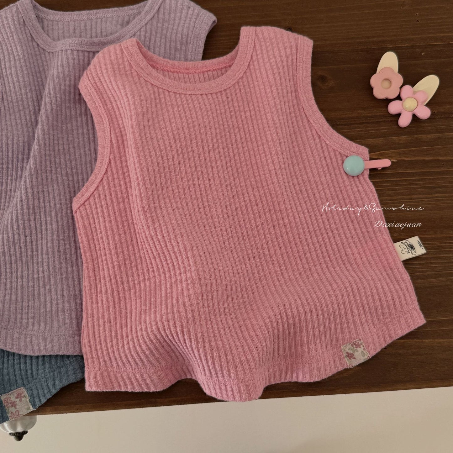 Unique Summer Solid Color Vest Top Children's T-shirt