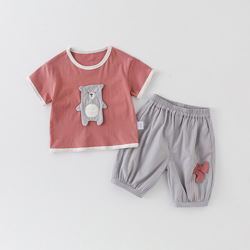 Summer Clothes Boy Cartoon T-shirt Shorts Two-piece Children's Suit