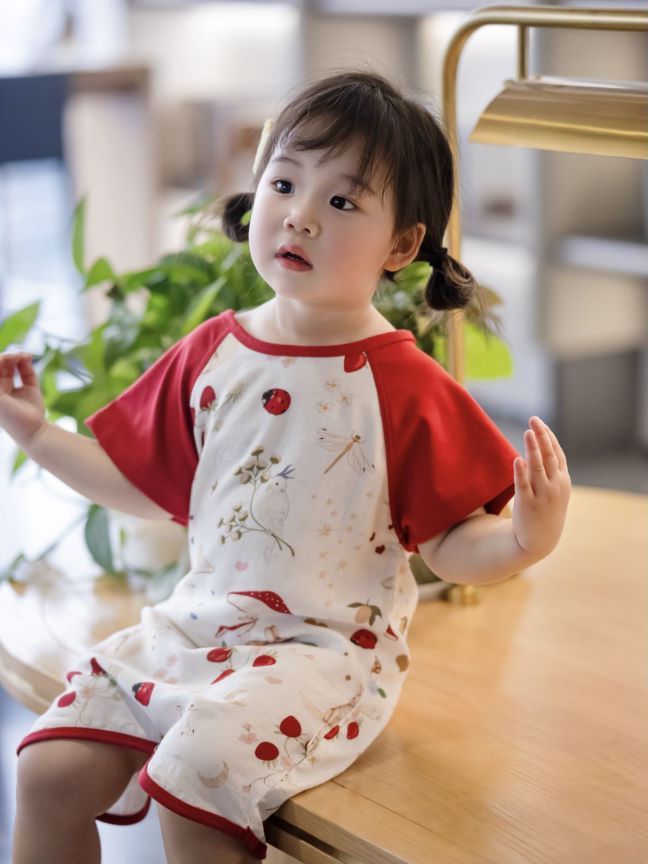 Bamboo Fiber Cool Gauze Summer Clothing Home Parent-child Outfit