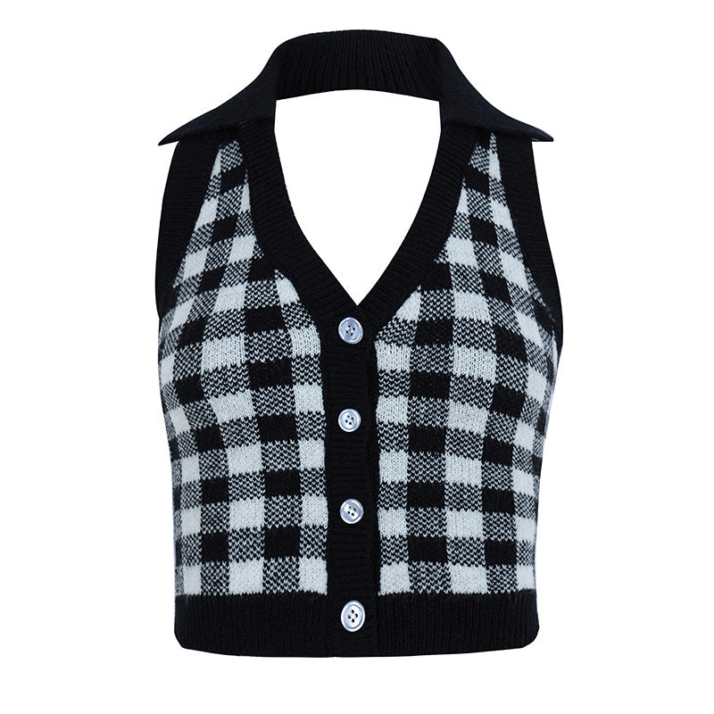 Street Fashion Irregular Pattern Contrast Color Halter Small Vest/suspenders/tube Top