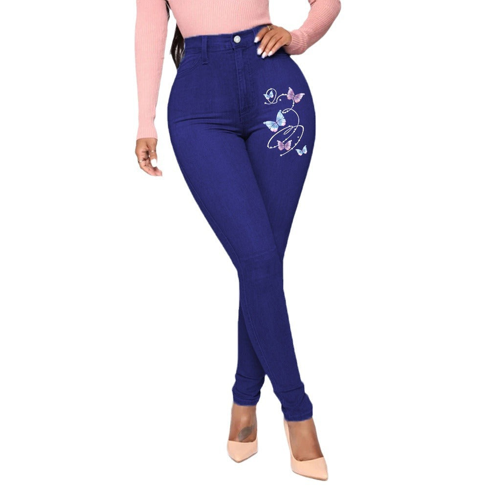 Women's Printed High Waist Sexy Skinny Women's Jeans