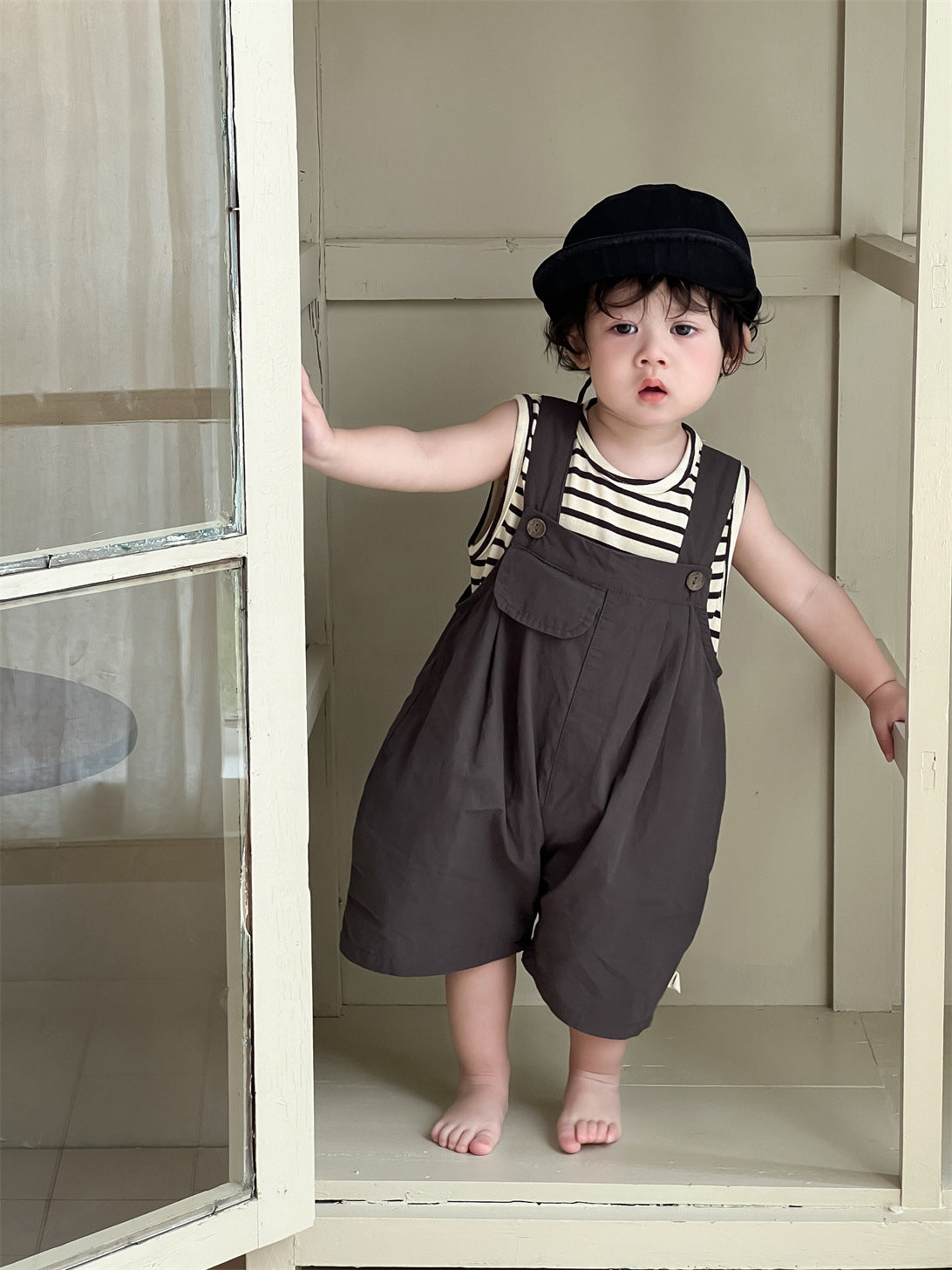 Children's Boy Summer Clothing Thin Clothes Korean Style Striped Children's Suit