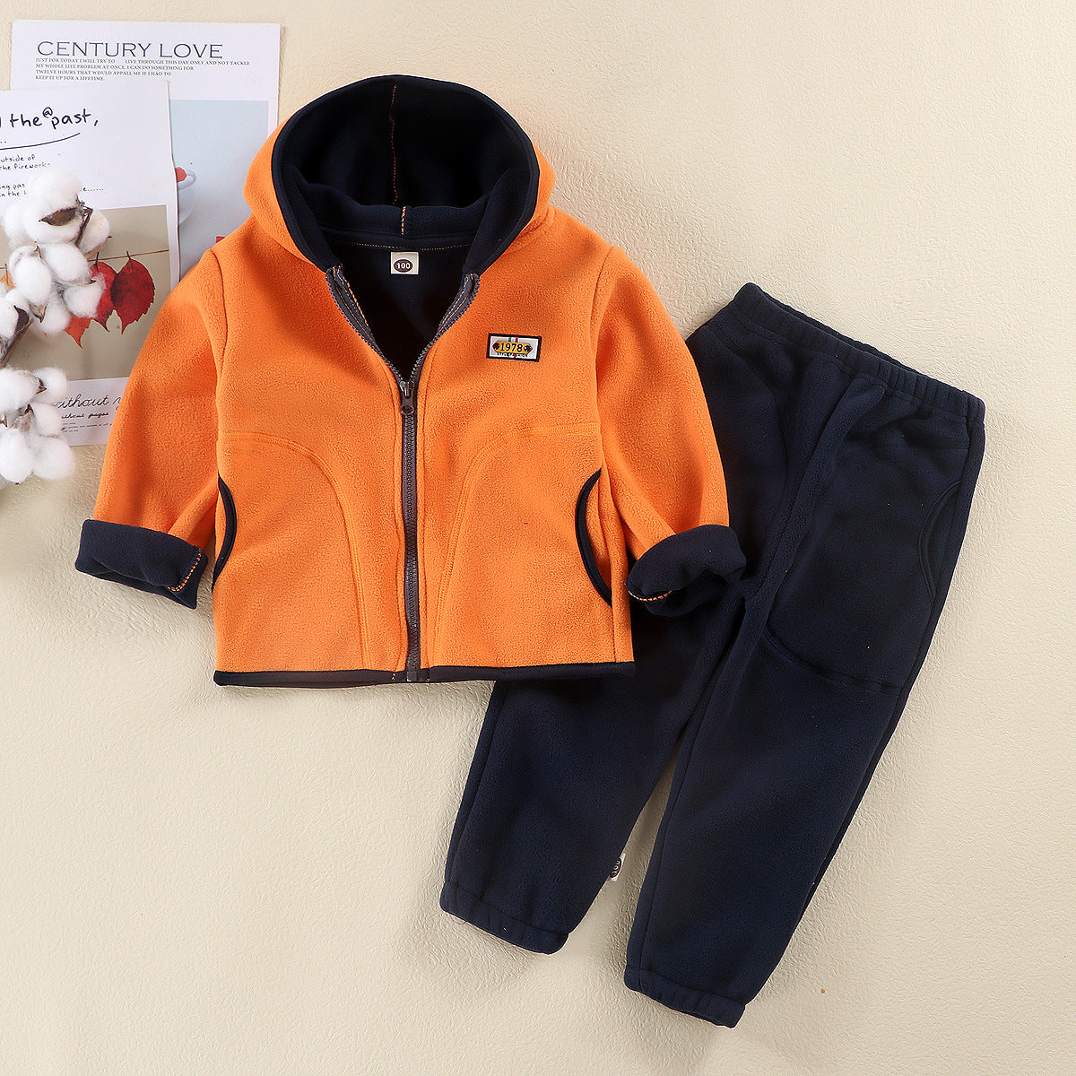 Children's Medium Large Boys Coat Trousers Outer Wear Thick Spring Hoodie Children's Suit