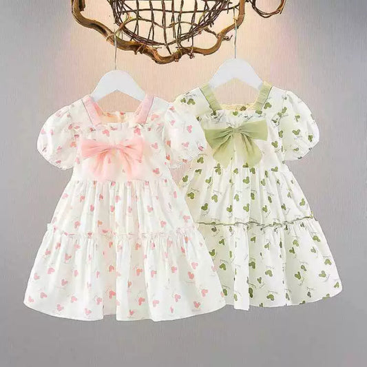 Short-sleeved Summer Bow Skirt Little Fashionable Children's Dress