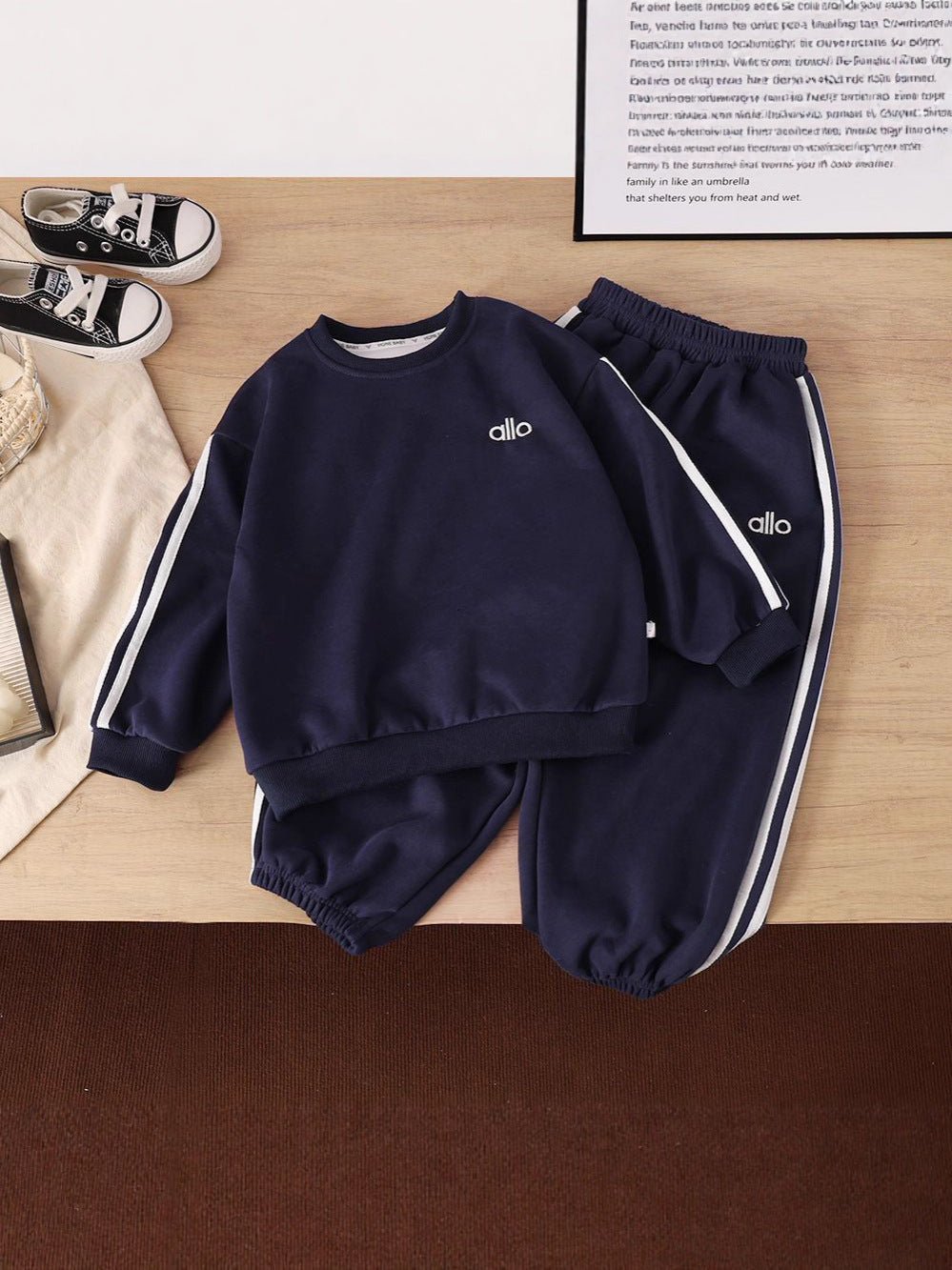 Korean Style Sports Autumn Clothes Medium Big Western Sweater Two-piece Children's Suit