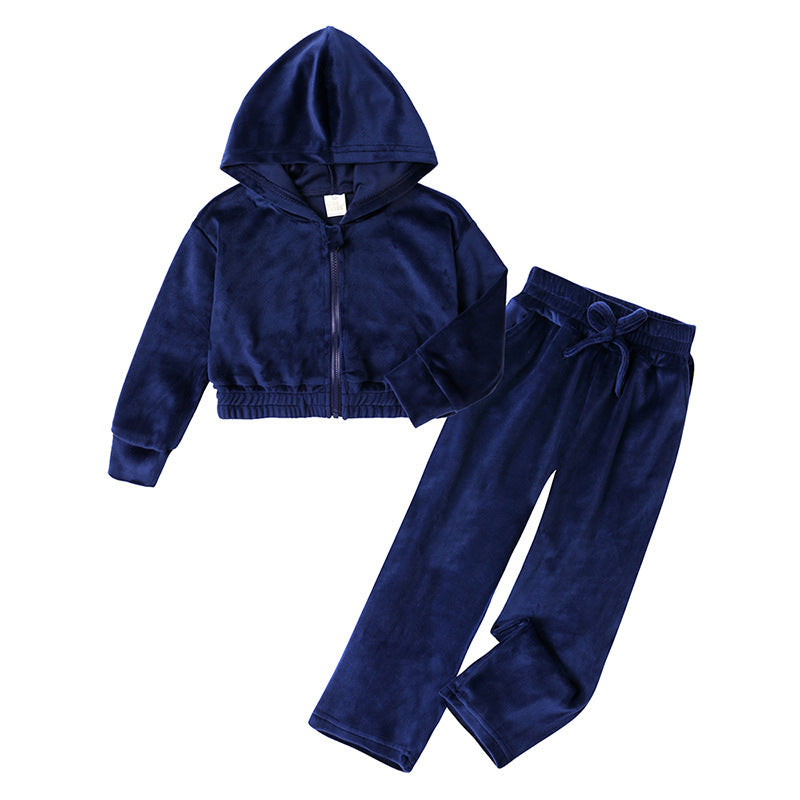 Sports Cap Gold Veet Casual Sweatshirt Two-piece Children's Suit