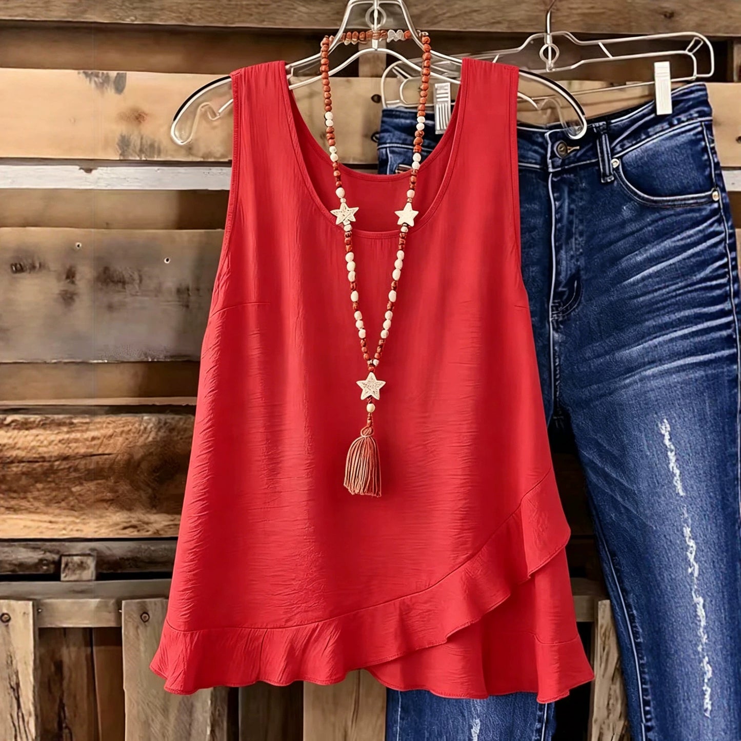 Women's Summer Solid Color Casual Sleeveless Fake Blouse