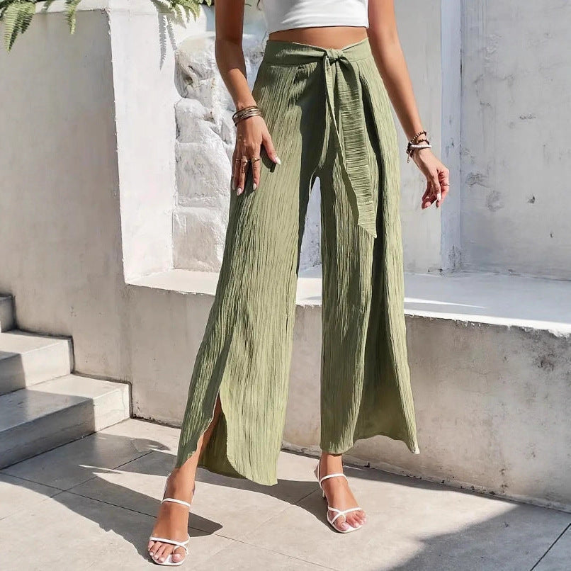 Women's Split Wide Leg High Waist With Casual Pants